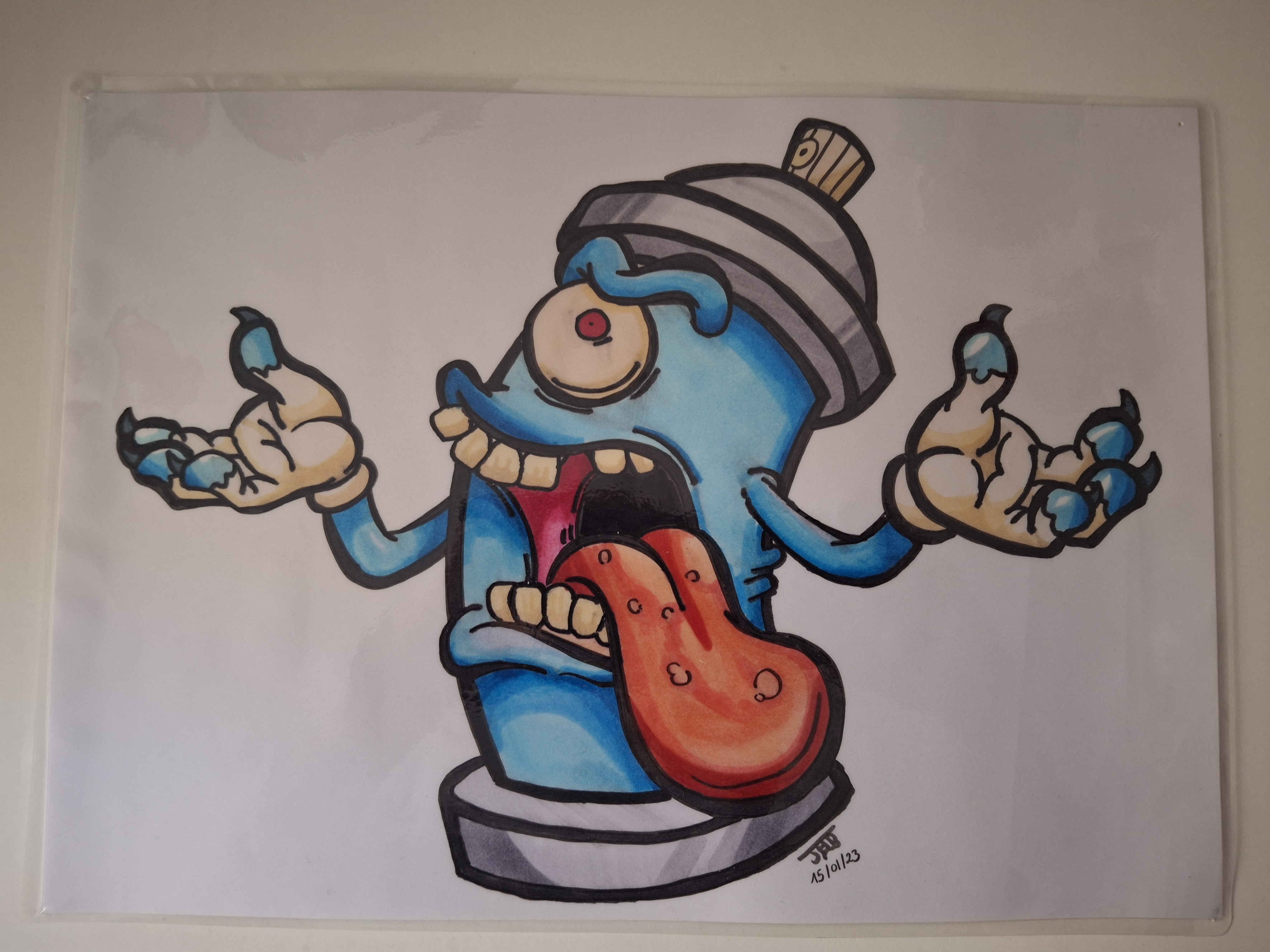 Bombe de peinture bleu